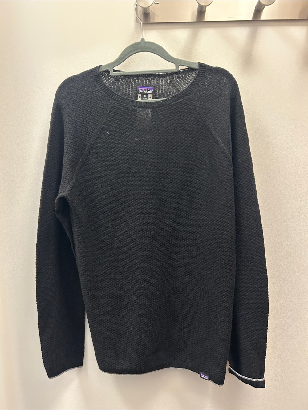 Patagonia Black Waffle-Knit Crewneck Sweater